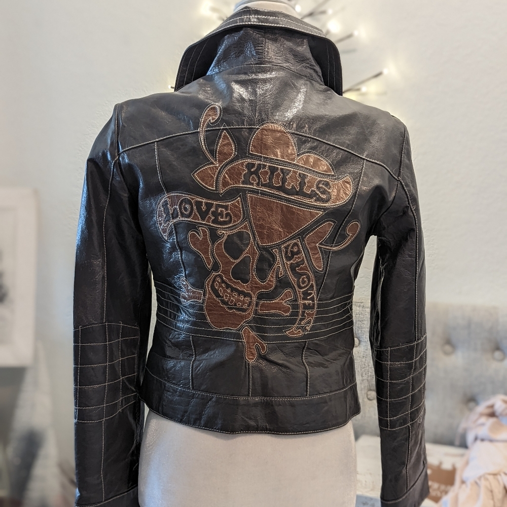 Women's Dark Gray Shimmery Genuine Leather Jacket